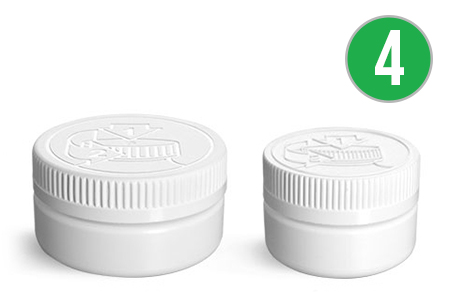 White Low Profile Jars with White Child Resistant Caps