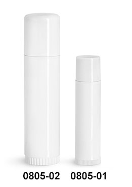SKS Bottle & Packaging - Lip Balm Tubes, White Lip Balm Tubes w/ Caps
