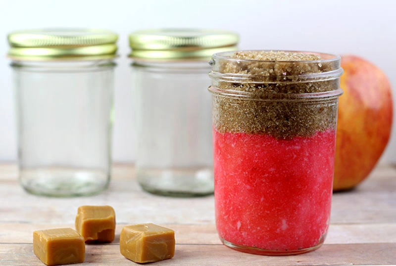 DIY - Caramel Apple Sugar Scrub Recipe in Glass Jars