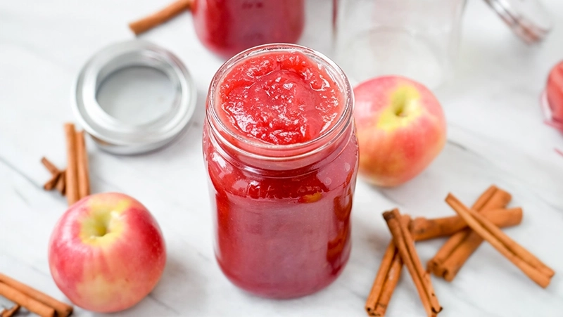 Homemade - Cranberry Applesauce in Glass Mason Jars