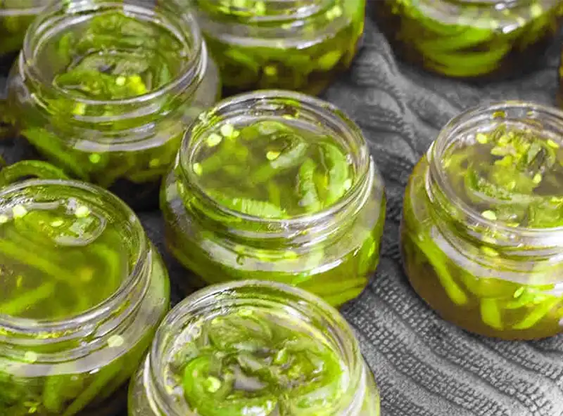 Homemade - Candied Jalapenos in Wide Mouth Glass Jars